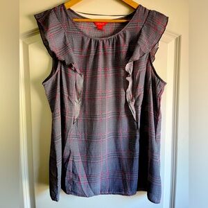 JOE FRESH Plaid ruffled plaid blouse XL